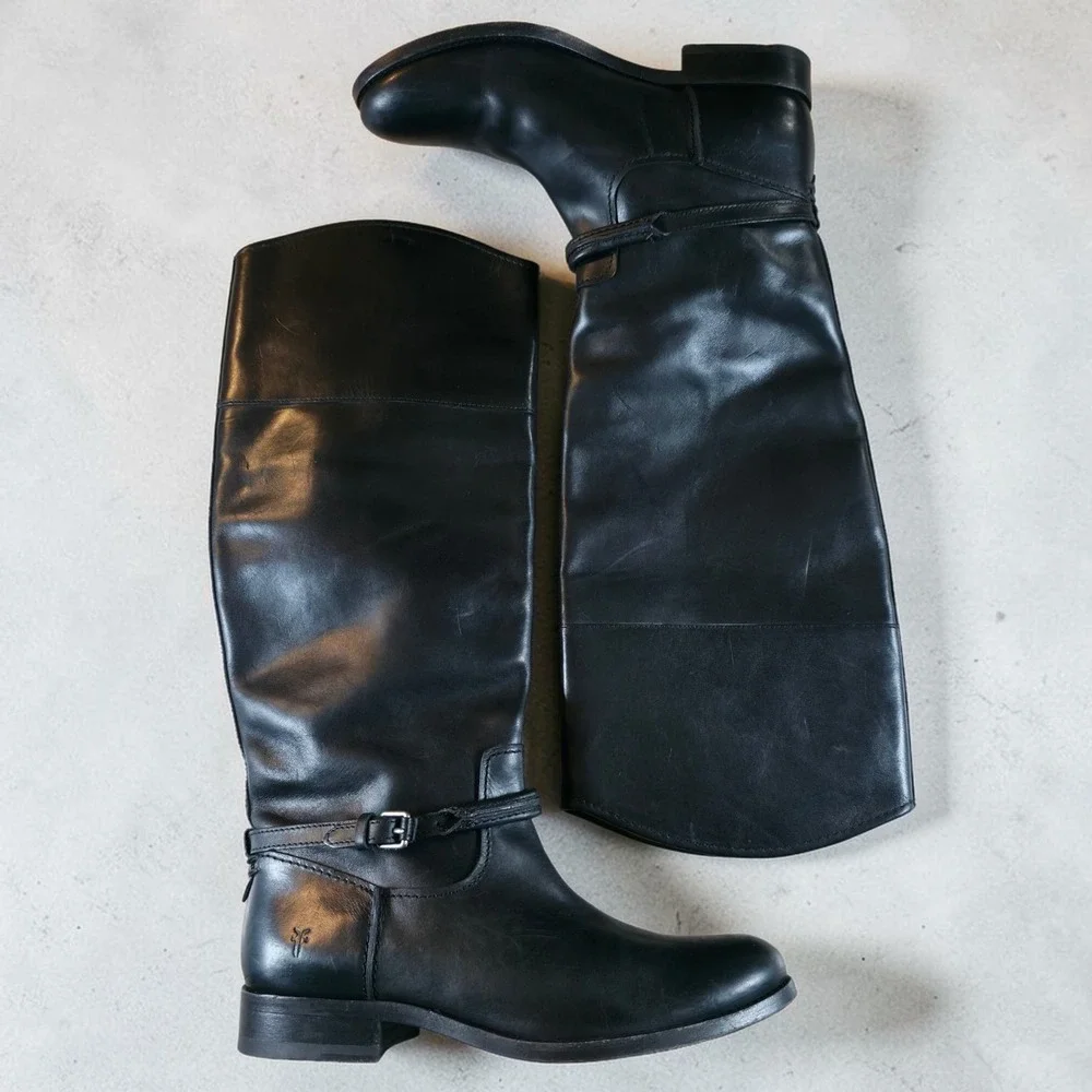 Frye Tall Riding Womens Black Melissa Leather Knee Equestrian High Boot Size 6 B